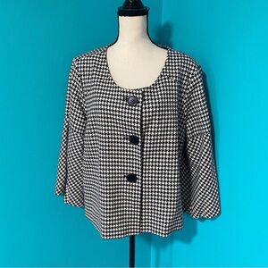 Vintage Worthington XL Black White Houndstooth Puff Balloon Sleeve Jacket